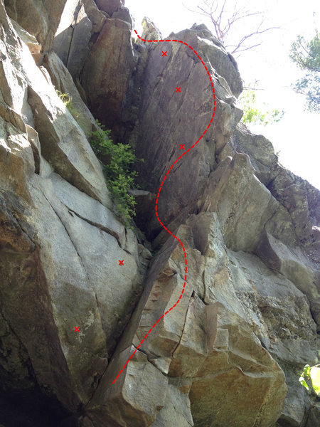 An acrobatic start leads to face/arete climbing before stemming out into the sun above. Great feeling holds the whole way. A hidden gem set just above the crowds below!