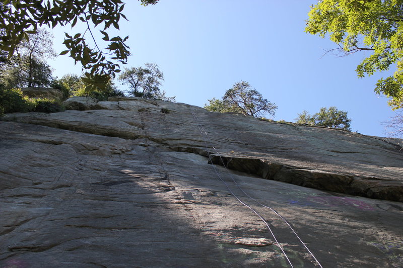 Bolts are about a foot right of the rope. Direct start just left of the rope on the bottom (at least the one I did).