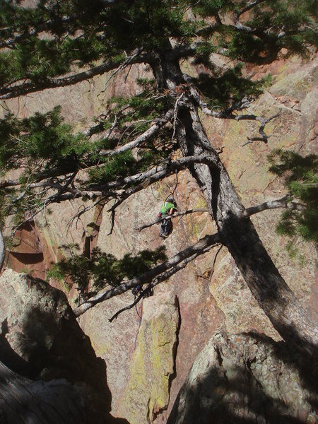 Ross Downer leading pitch 2. From West Chimney.