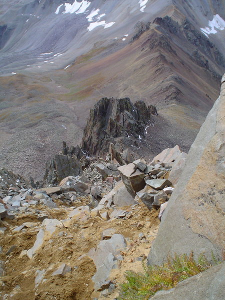 Looking down from the route.