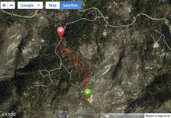Used Garmin to track our route back from Tall Wall