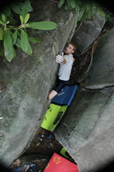 Ben on The Switch V3, a committing problem towards the back of the Main Area.