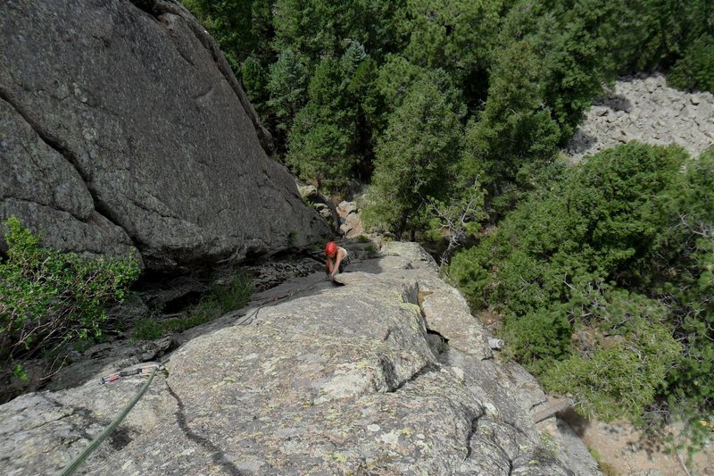 Brenda climbs Hollow Man.