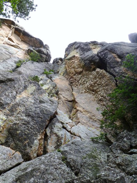 Susi's Garden: New route in White House Wall, in Emancipation Rockphormation area in Mount Rushmore, SD. Opened Summer 2011, 5.8 A2