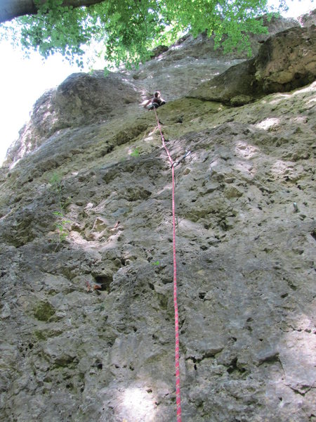 Fanny at the beginning of the crux.