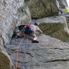 Starting the traverse on Roseland in the Gunks