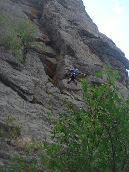 Cory taking on the crux, as I assume it was intended to be climbed.