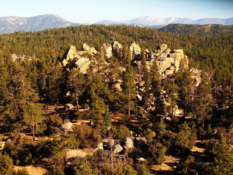 Holcomb Valley Central Pinnacles from on top of Vertical Epic in the north.