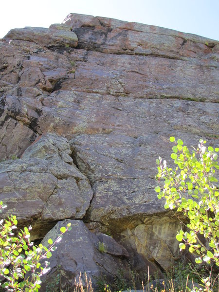 Looking up at Hard Rock Minor on the three aces wall. west side crags.