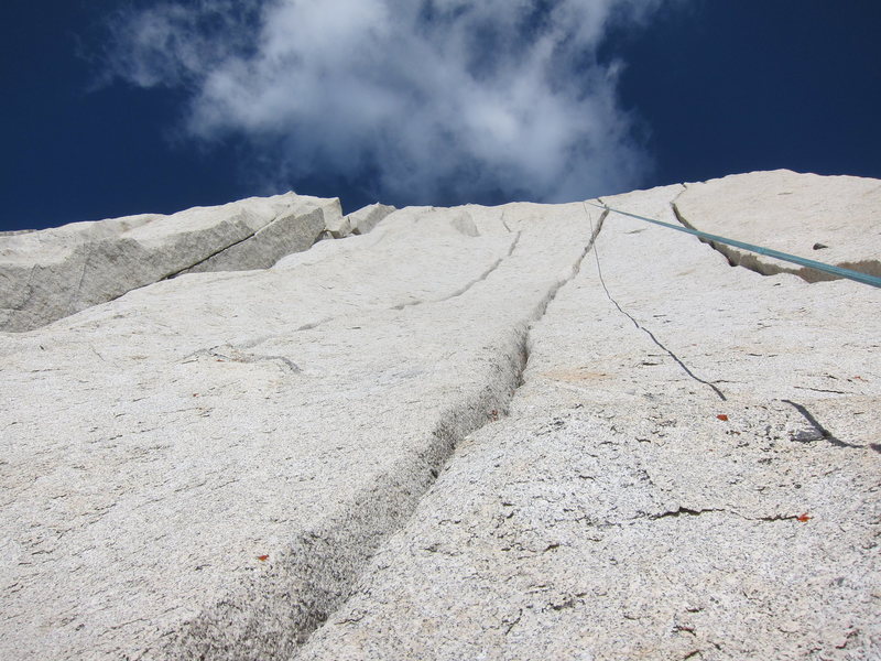 Looking up at the upper half of the triple cracks