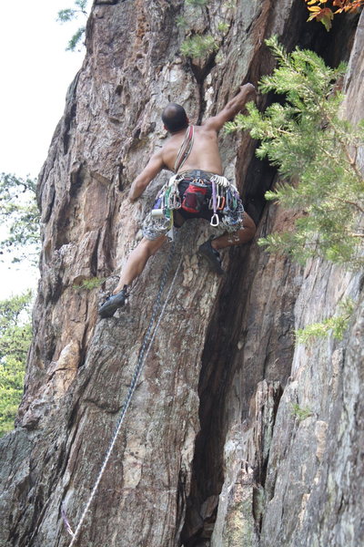 Nuke The Whales Wall<br>
<br>
Playing An Eliminate (5.10-) trad<br>
<br>
Crowders Mountain State Park, North Carolina