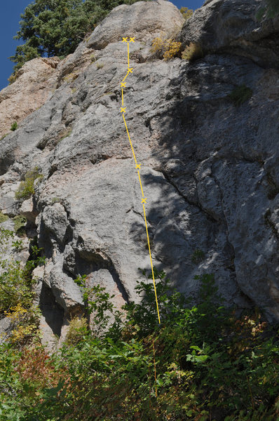 Up the Red Wonder Wall this is the first little less than vertical climb you'll encounter.