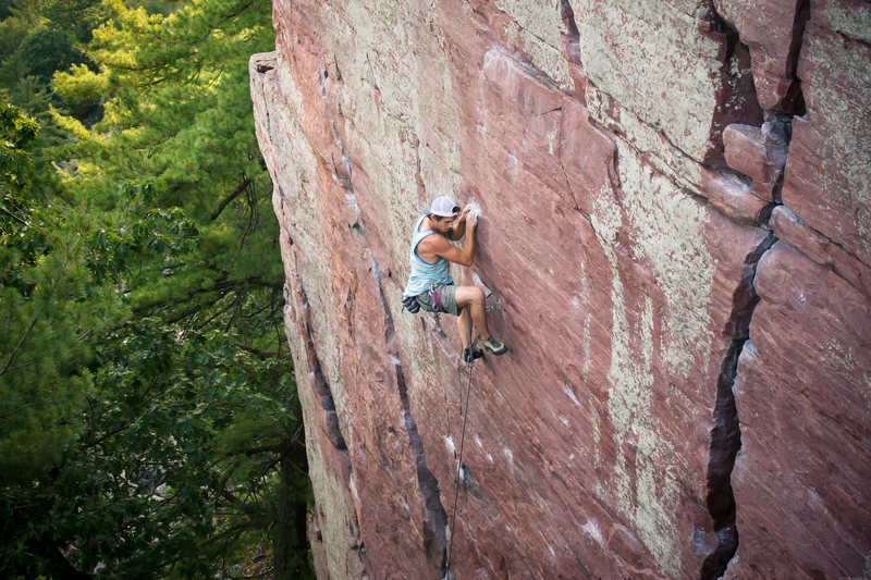 Ryan putting the TC Pros to work on the lead of Flake Route.