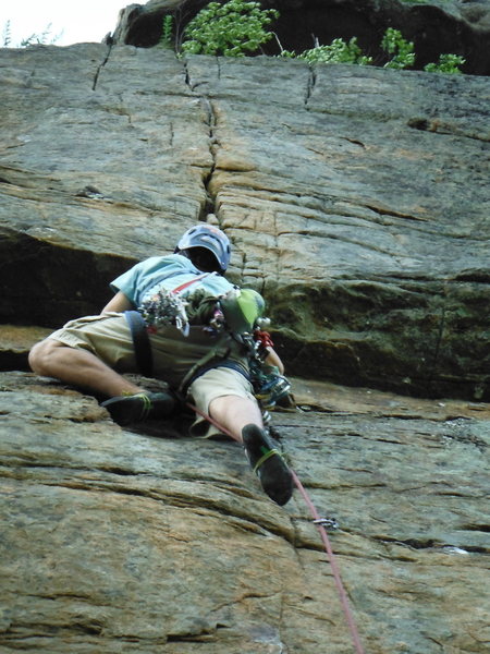 Paul Roberts right below the crux of Roaches on the Wall
