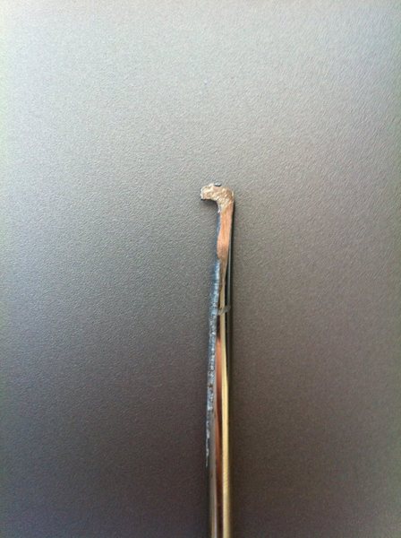 Rudimentary "Extraction Hook" I made from a screwdriver.  