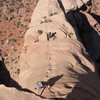 Coming up the last pitch on Independence Monument in National Monument,CO