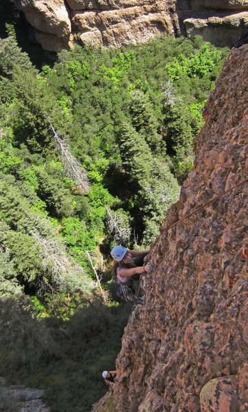 Lydia & Molly simul-climb <br>
near the top of 1st pitch<br>
The Great Chasam (5.7)