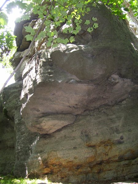 "Bear Haven Hanger" on the back of "Rocky Top." (Bathroom Boulders)