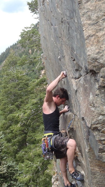 Bobby testing a piece with a rest midway up "Up a Cliff Without a Ladder".
