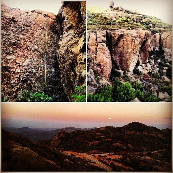 Enjoying an extremely hot day at Echo Cliffs, CA. Had the opportunity to have the entire crag to ourselves, granted it was 90+ degrees. Ended with an amazing full moon over the mountains. "B-line" is featured.