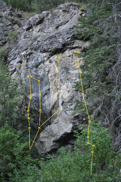Across the road from the Log Chute Trailhead and up canyon just a little lies this small wall / large boulder.