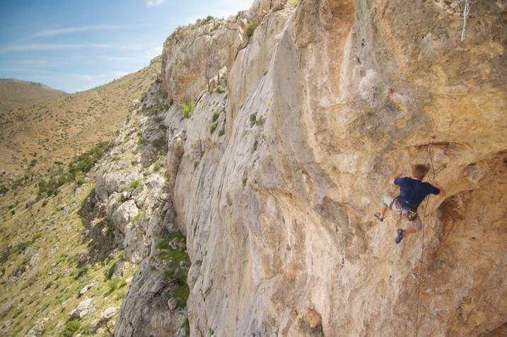 Seth Cowley falling off the crux of Spring Loaded.