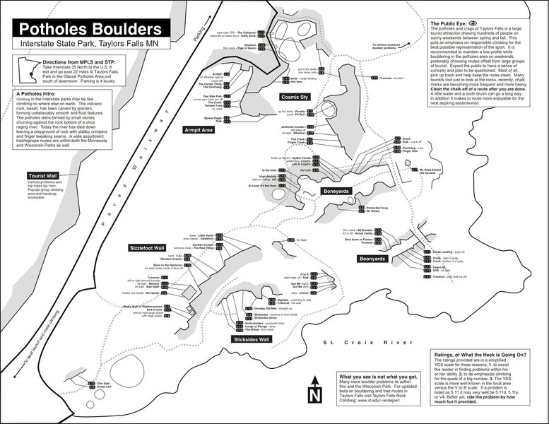 Interstate State Park Map Climbing In Interstate State Park Bouldering, Interstate Sp (Taylors Falls)