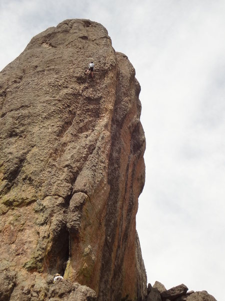 Pounder Mcnasty poundin' away on the bolt right after the crux