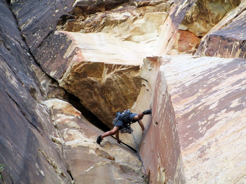 Jonny on P-1 of The Misunderstanding. One of my favorite routes in BVC.