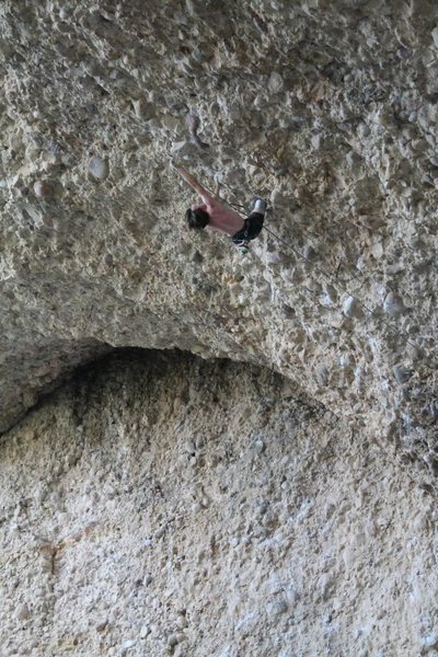 clipping off the knee bar just before the crux. 