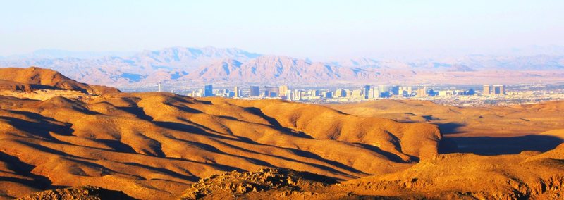A view of the strip from the upper pitches of Refried Brains. (Blue Diamond Hill in the foreground)<br>
<br>
7/6/2012