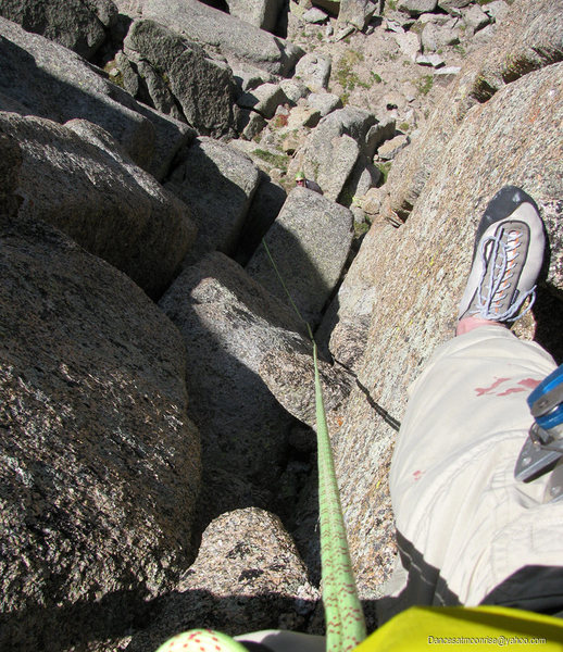Looking back on the first pitch of the standard route.