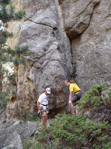 Dave and Trent getting ready to climb. All route photos: Jim Slichter