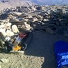Plenty of wind breaks if you want to sleep near summit of Mount Conness, wilderness permit is required for overnight hike (from Sawmill campground), although no quota for permit