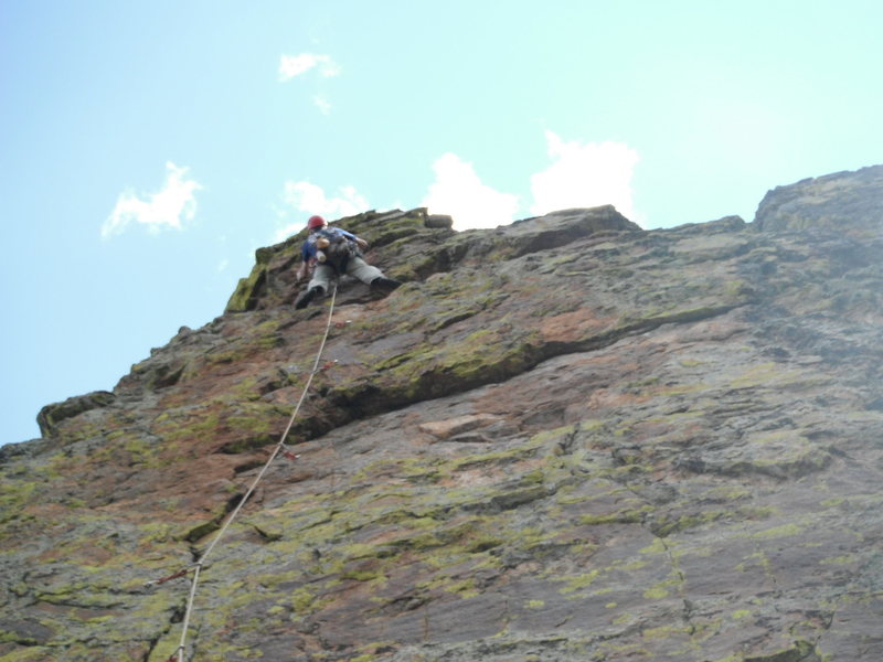 Steve borrowed my camera to take this pic.<br>
Route on the cover of "The Crag Areas" by R. Rossiter.