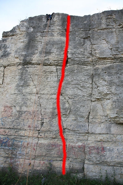 Follow crack up to the top.