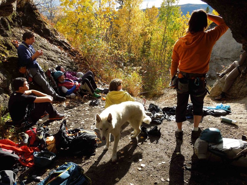 Enjoying the last warmth of ... fall ... at the base of Teenage Wasteland