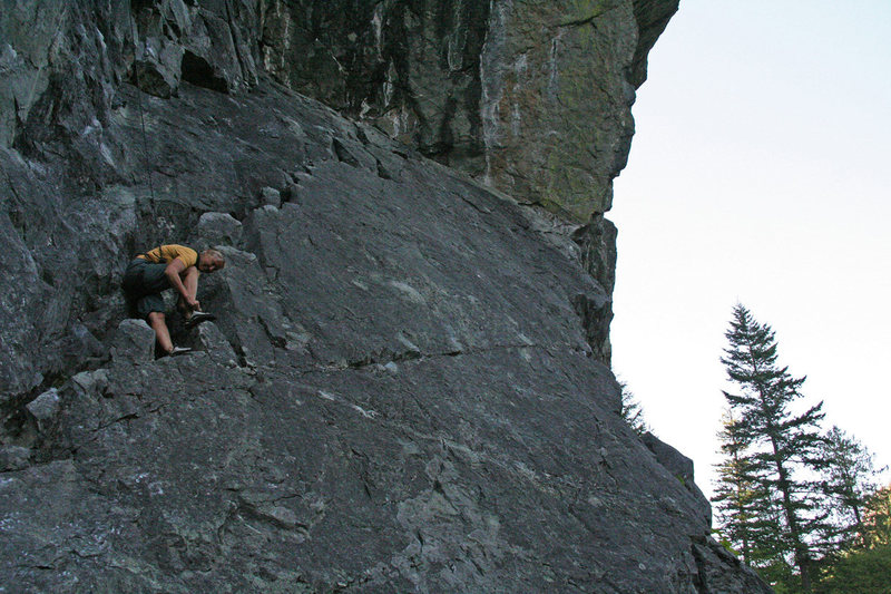 Up slab at start of climb