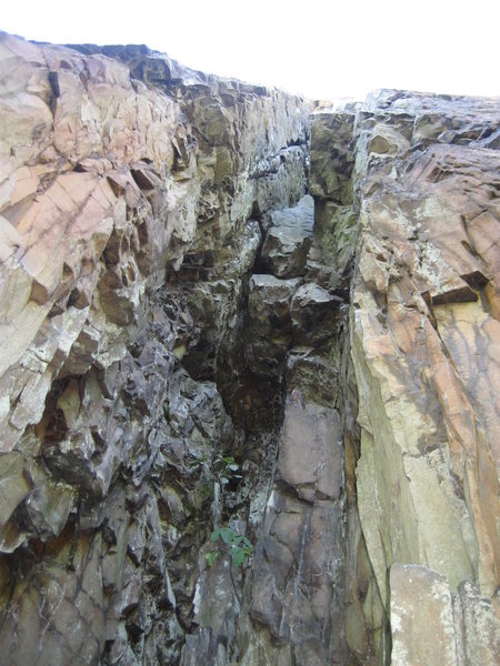 Looking up the Rat Crack chimney