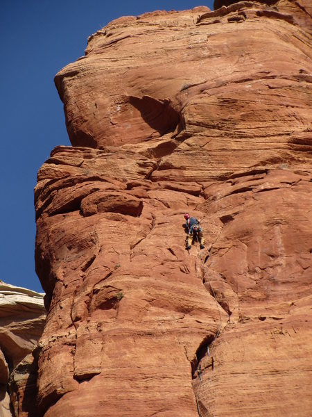 above the crux on p2