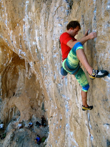 Eric nearing the crux on a flash of Mon B.
