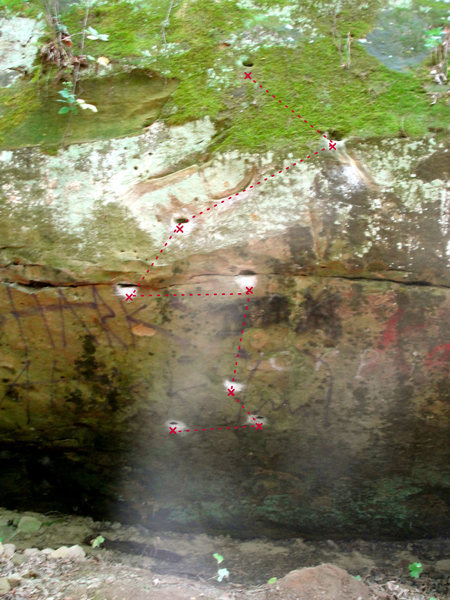 beta on photo. All the moss in the photo is no longer there and top out is not shown