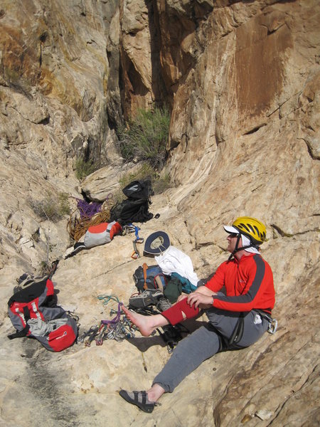 Gearing up at the mouth of the gully
