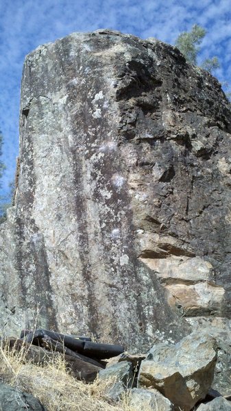 The right line on face hugging the arete. The more chalked line.