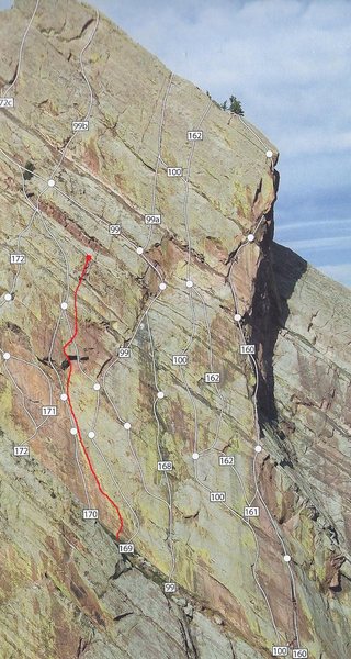 Pitch 2 topo. It's about 150'. Continue to the top via Seams Beyond, or with a 70m its possible to rap from the top of this pitch to the anchor in the corner on Le Void and then to the upper ramp.