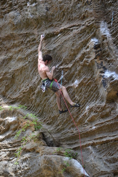 Kevin on a redpoint attempt.