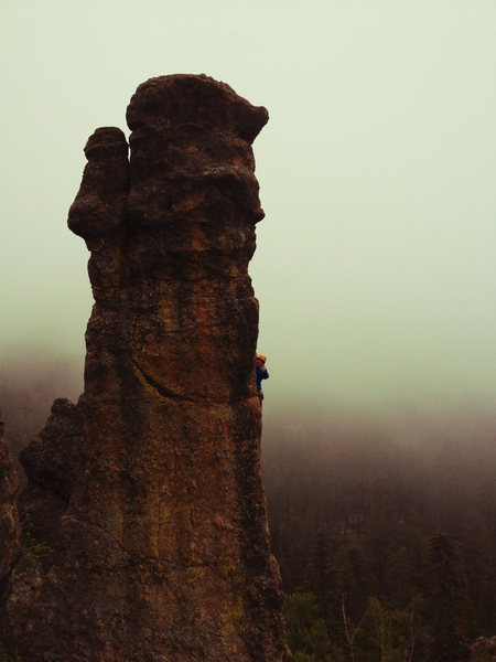 Ryan thumbs-upping halfway up a rain day ascent. Memorial Day weekend 2012.