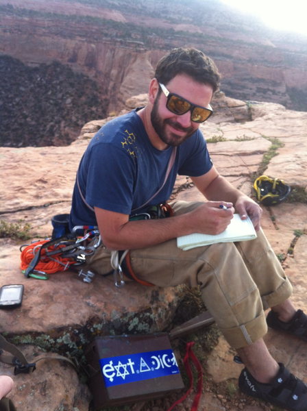 Kit signing with blood. What's with that sticker on the ammo can?