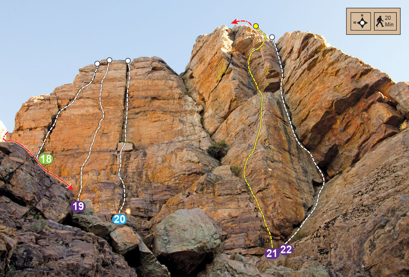 Topo for Upper West Walls, Tifghelt Col on the Tizi Escarpment