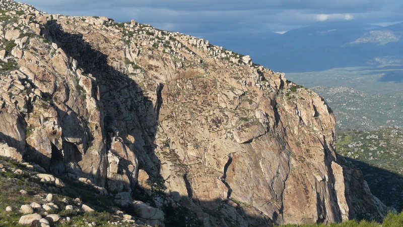 The Wedge, and Fly Dog Buttress from atop the South Ridge.